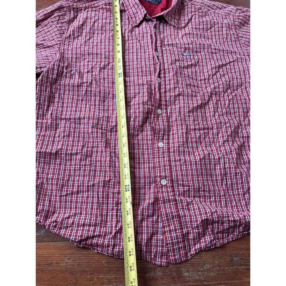 VTG Aeropostale Shirt Men's XL Button Down Red Plaid Grunge 90s Short Sleeve - Picture 5 of 5